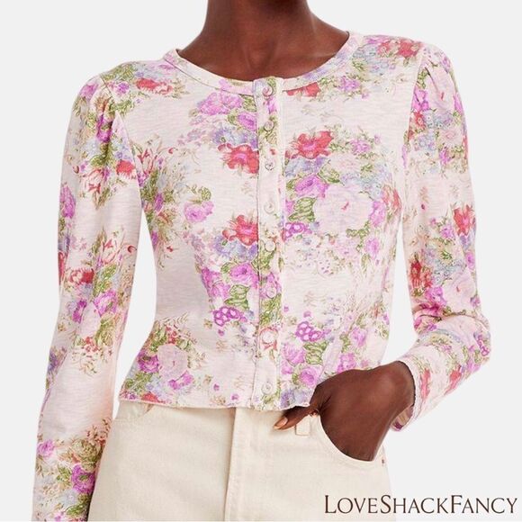 LOVESHACKFANCY **NWT** Jonah Cropped Cardigan in Shimmering Springs - Picture 6 of 14